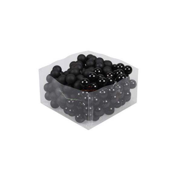 Gömb üveg betűzős 2,5 cm fekete matt 144 db/szett