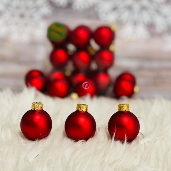 Gömbdísz üveg 3cm piros matt 18 db-os Karácsonyfa gömb