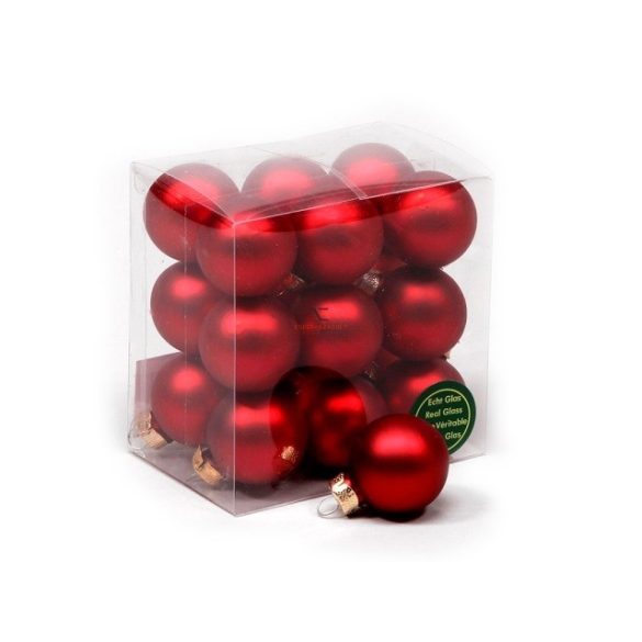 Gömbdísz üveg 3cm piros matt 18 db-os Karácsonyfa gömb
