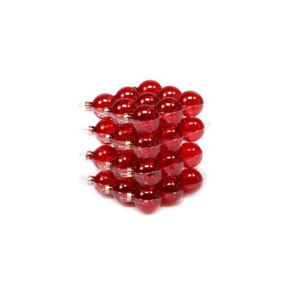 Gömb üveg 3cm piros átlátszó 36 db / szett Karácsonyfa gömb