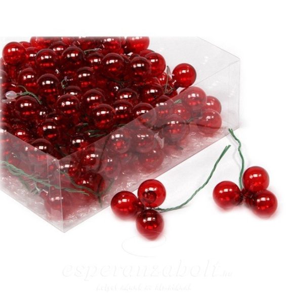 Gömb betűzös üveg 2cm piros átlátszó 144 db