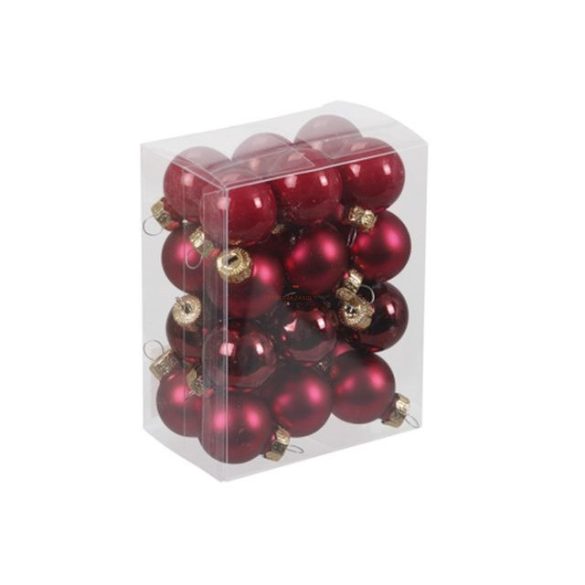 Gömb üveg 2,5cm málna piros 24 db / szett Karácsonyfa gömb