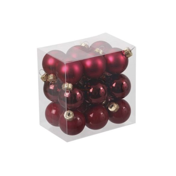 Gömb üveg 3cm málna piros 18 db / szett Karácsonyfa gömb