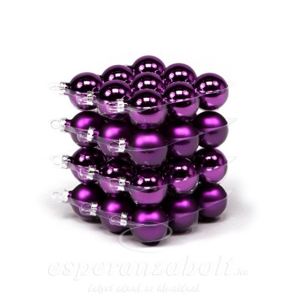 Gömbdísz üveg 3cm sötét lila fényes-matt 36 db-os  Karácsonyfa gömb