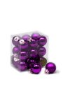 Gömbdísz üveg 3cm sötét lila fényes-matt 18 db-os Karácsonyfa gömb