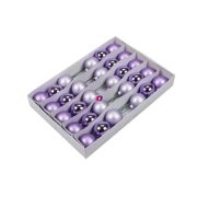   Gömb betűzős üveg 5 cm ametiszt fényes-matt 30 db-os szett