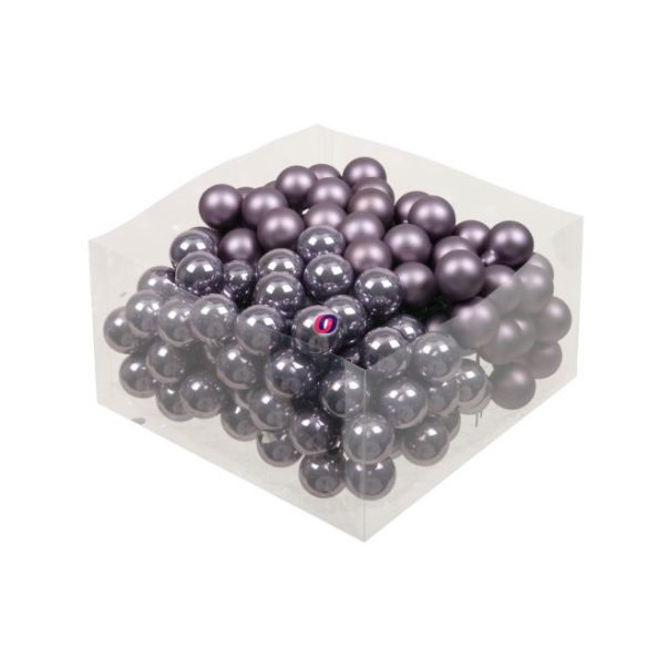 Betűzős gömb, üveg 2,5cm frosted lilac fényes-matt 144 db-os