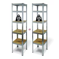  Fémpolc állvány - 5 szintes - fém - max. 175 kg - 180 x 40 x 40 cm - 2 db / csomag