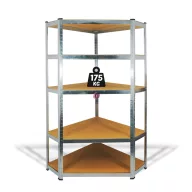   Fémpolc állvány - sarok - 5 szintes - fém - max. 175 kg - 180 x 90 x 30 cm