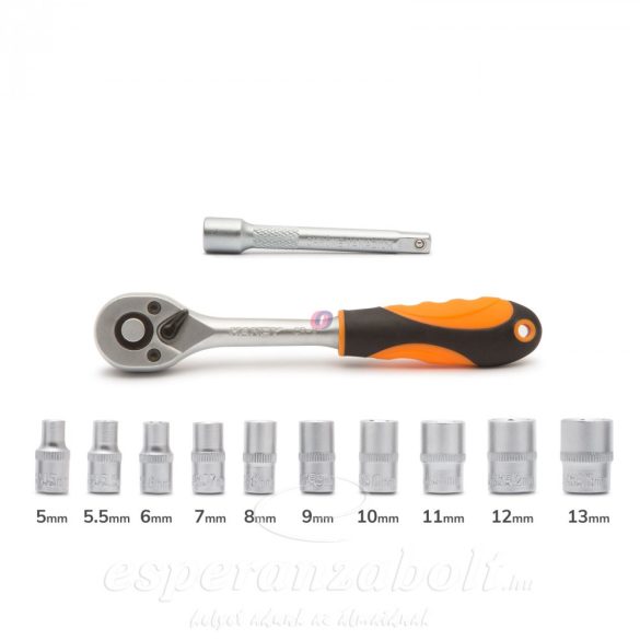 Dugókulcs készlet - 12 db - 1/4" - 5 - 13 mm