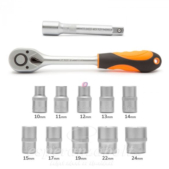 Dugókulcs készlet - 12 db - 1/2" - 10 - 24 mm