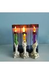Halloween LED Gyertya 15,5 cm – Narancs, Lila és Zöld Színekben, Elemes