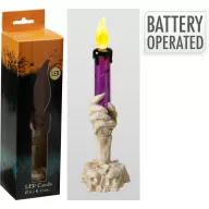   Halloween LED Gyertya 15,5 cm – Narancs, Lila és Zöld Színekben, Elemes