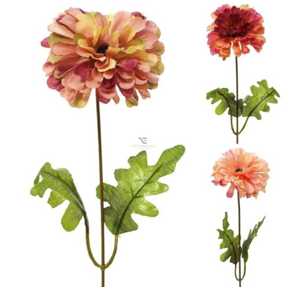 Selyemvirág mini zinnia 30cm barack,bordó,rózsaszín 3 féle