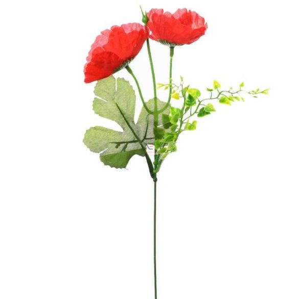 Selyemvirág pipacs 2 virággal 30 cm piros