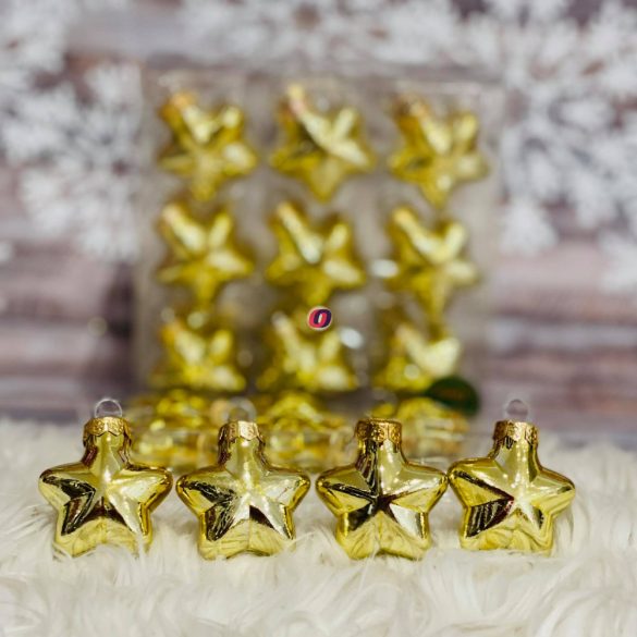 Csillag üveg 4 cm arany fényes 36 db-os Figurás karácsonyfadísz
