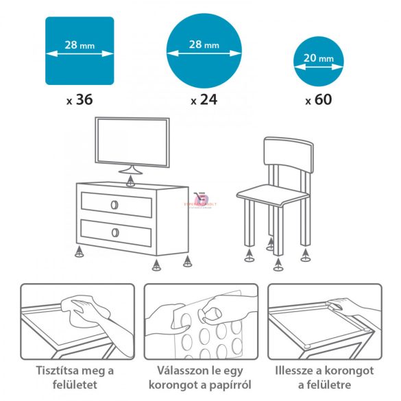 Öntapadós filcpárna 120 db / csomag - 11110BK