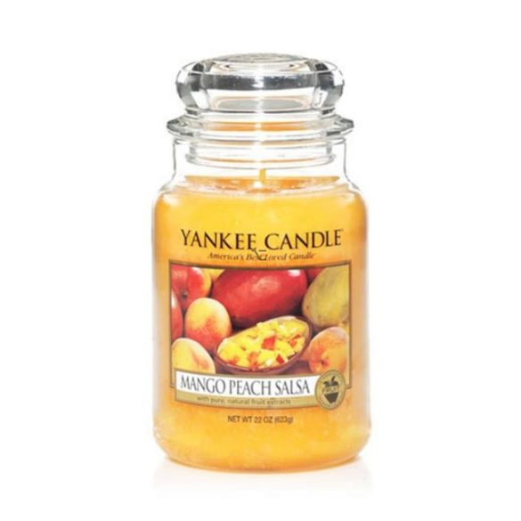 Nagy illatgyertya üvegben Mango Peach Salsa Yankee