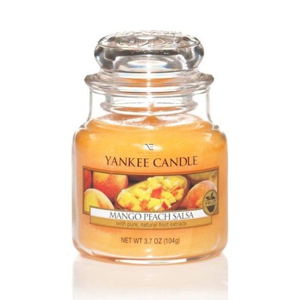 Kis illatgyertya üvegben Mango Peach Salsa Yankee