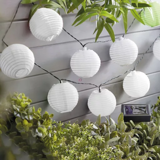 Napelemes lampion fényfüzér 10 LED szolár égősor hidegfehér 2,5 m