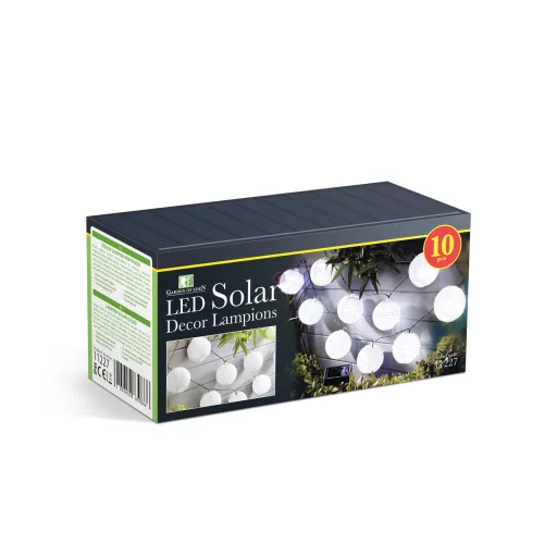 Napelemes lampion fényfüzér 10 LED szolár égősor hidegfehér 2,5 m