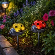 Kerti szolár lámpa katica szett 2 db-os 75 x 60 x 156 mm