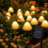   12 db-os Napelemes lámpa szett mini gombák leszúrható LED 24 cm