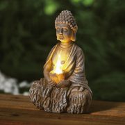   Szolár Buddha gyertyával - 1 melegfehér LED - 12,5 x 8,5 x 19 cm