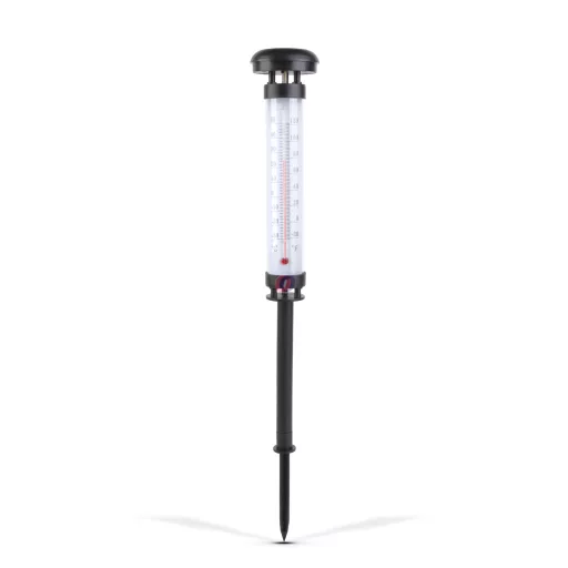 Napelemes lámpa kerti hőmérővel - hidegfehér LED - 44,5 cm