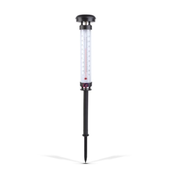 Napelemes lámpa kerti hőmérővel - hidegfehér LED - 44,5 cm