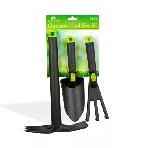 Kerti szerszám szett - ásó, gereblye, kapa - műanyag - 3 db-os szett