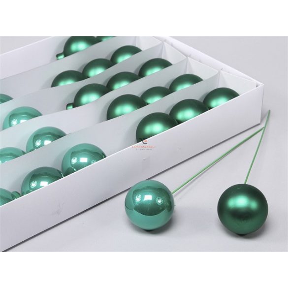 Gömb üveg betűzős 5cm menta zöld matt-fényes 30 db/szett
