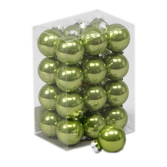 Gömbdísz üveg 2,5 cm zöld 24 db-os Karácsonyfa gömb
