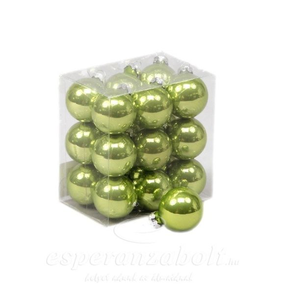 Gömb üveg 3cm zöld fényes 18db-os kiszerelés