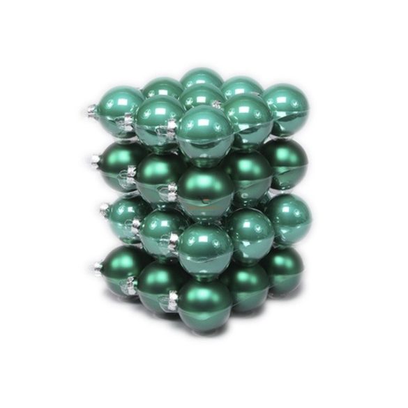 Gömbdísz üveg 5,7cm smaragd zöld matt/fényes 36 db-os  Karácsonyfa gömb