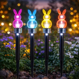   Kerti napelemes lámpa nyuszi forma 1 fehér LED - 5,5 x 38,5 cm vegyes színekben