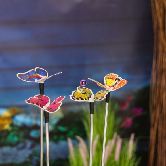 Napelemes kerti lámpa pillangó 65 cm üvegszál optikás