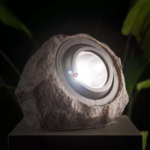 Kerti szolár lámpa kőszikla, kő - fehér SMD LED - 20 x 12 x 16 cm
