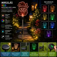 Színnváltó LED-es szolár lámpa Mikulás