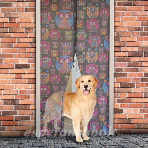 Szúnyogháló függöny ajtóra 100x210cm bagoly mintás