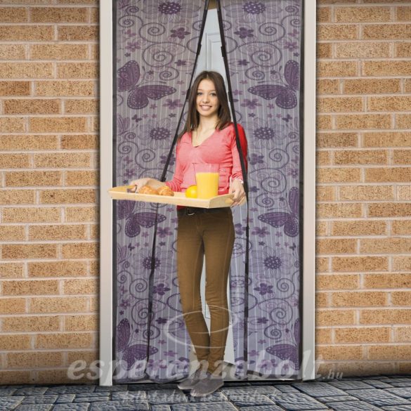 Szúnyogháló függöny ajtóra 100x210cm pillangó mintás lila