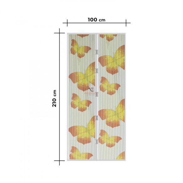Szúnyogháló függöny ajtóra mágneses 100 x 210 cm Sárga pillangós