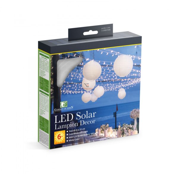 Szolár lampion - fehér - hidegfehér LED - 21 cm - 11399F-WH