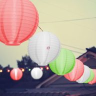 3 db-os Lampion szett Piros-fehér zöld, Elemes