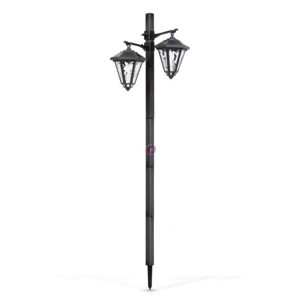 LED-es szolár lámpa - kandeláber - 137 cm - fekete - hidegfehér