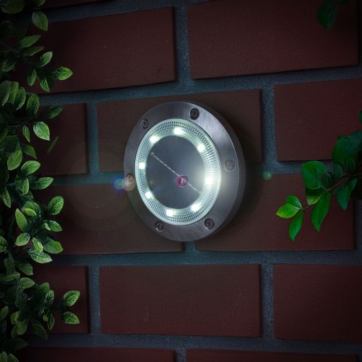 LED-es leszúrható / fali szolár lámpa - kör alakú - SMD LED - hidegfehér - 12 cm