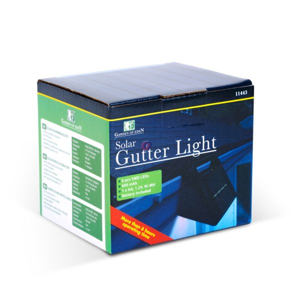 Szolár ereszcsatorna reflektor lámpa fény - 6 hidegfehér SMD LED - fekete