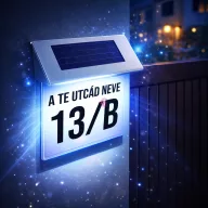   Egyedi utcaneves Házszám tábla napelemes világítással 18x20 cm