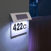   Napelemes házszámtábla led fénnyel rozsdamentes acélból