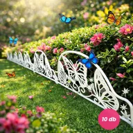   10 db-os kerti ágyásszegély szett pillangó mintás csontfehér